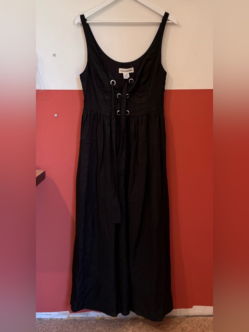 Mara Hoffman Black Lace-Up Midi Dress